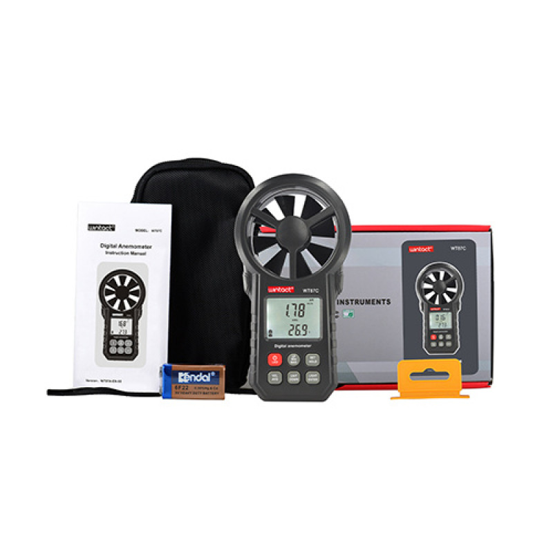 Анемометр с функцией измерения объёмного расхода 0,3-30м/с, -10-45°C  WINTACT WT87C