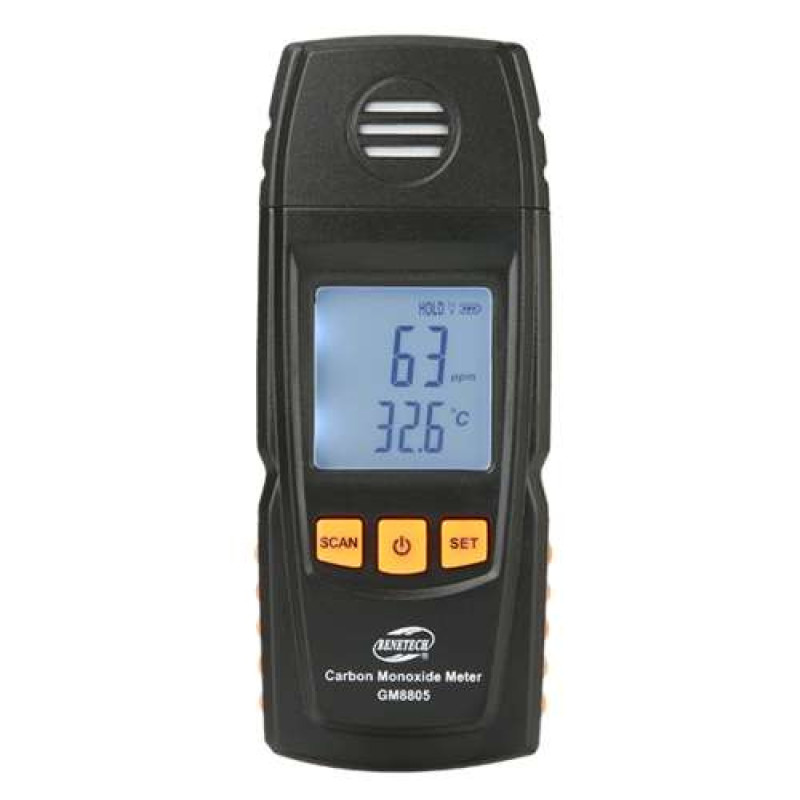 Детектор угарного газа CO+термометр (0-1000 ppm, 0-50°C)  BENETECH GM8805
