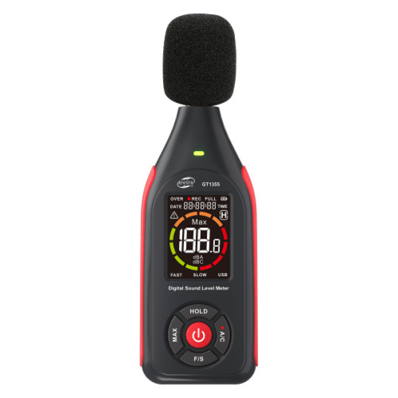 Измеритель уровня шума (шумомер) цв дисплей, фильтр А/С, USB  BENETECH GT1355