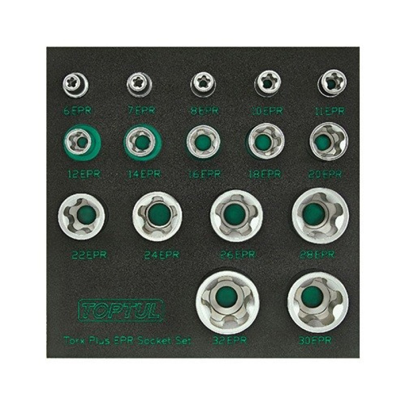 Набор головок Torx Plus EPR 1/4"&3/8"&1/2" 6EPR-32EPR 16ед. GABF1601 TOPTUL