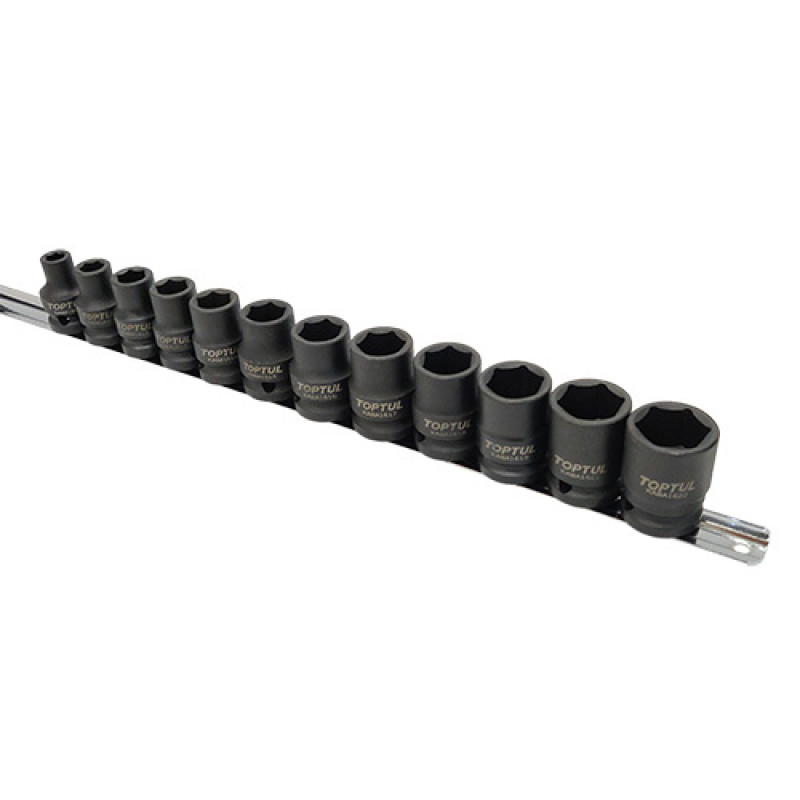 Набор ударных головок 1/2" 12 ед. 8,10,12~19,21,22мм (на планке) GAAQ1612M TOPTUL