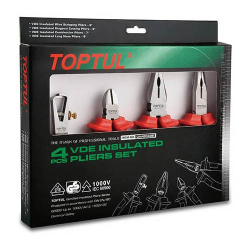 Набор пассатижей диэлектрических 4ед. 1000V VDE  TOPTUL GAAE0406