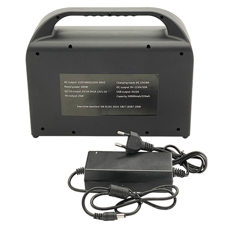 Портативна зарядна станція 300W/600W(Max), 220V, 333Wh, 11.1V/27Ah (90 000mAh/3.7V) PROTESTER PRO-PS300E