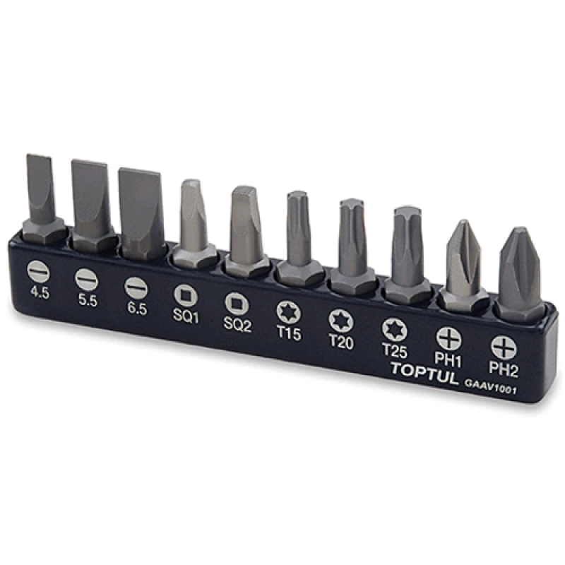 Набір біт 10од. 1/4 "(PH, SL, TORX, SQ) GAAV1001 TOPTUL