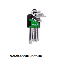 Набір Г-обр. ключів TORX T10-T50 9од. супердл. з отвором TOPTUL GAAL0915
