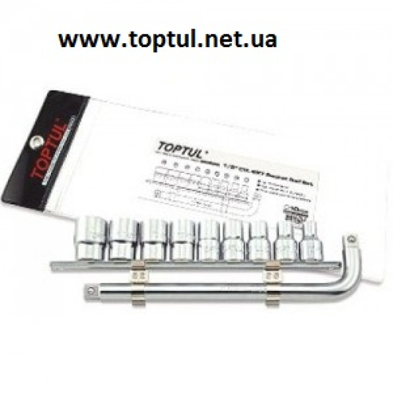 Набор головок 1/2" на планке + Г-обр. вороток GAAG1007 TOPTUL